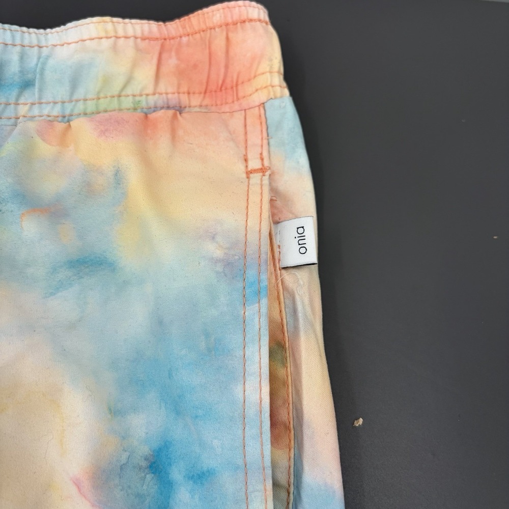Onia The Charles Swim Trunks Men's M Pastel Tie Dye Liner Zip Pocket 5" Inseam‎ - Picture 6 of 11